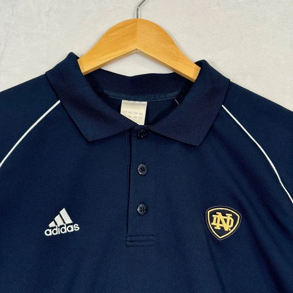 Adidas Navy Blue Notre Dame Fighting Irish Polo Shirt Large